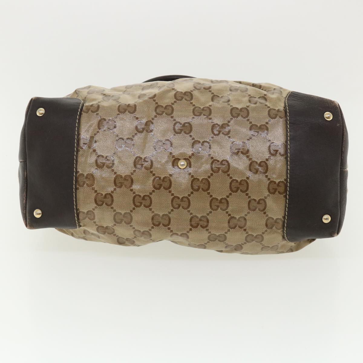 GUCCI GG Canvas Tote Bag Coated Canvas Beige Dark Brown am3623