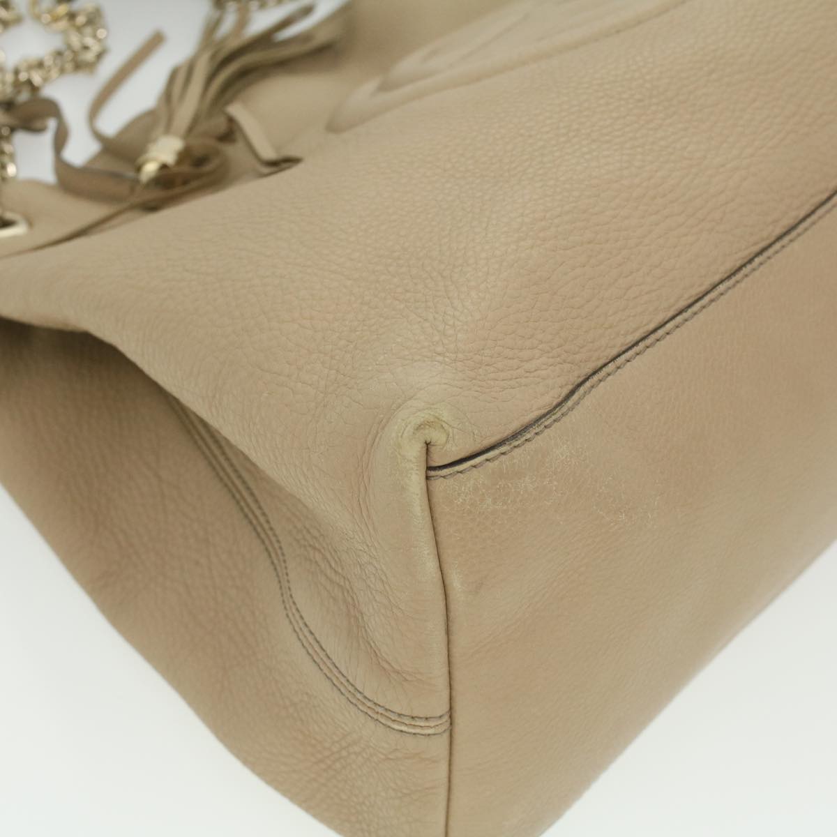 GUCCI Chain Soho Shoulder Bag Leather Beige 310306 am3948