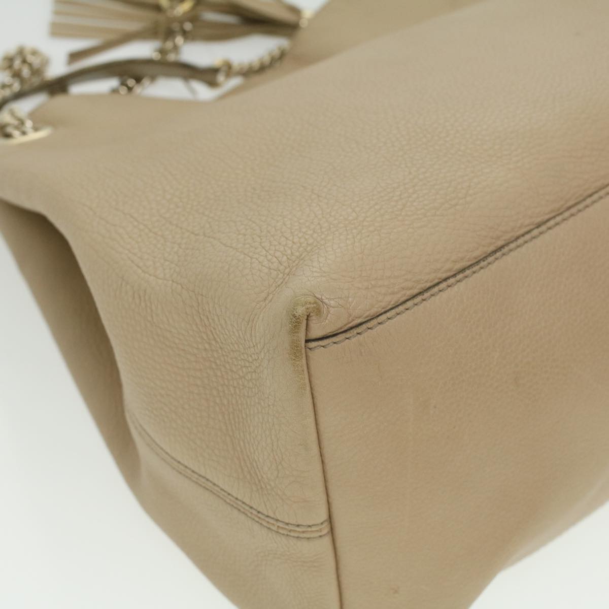 GUCCI Chain Soho Shoulder Bag Leather Beige 310306 am3948