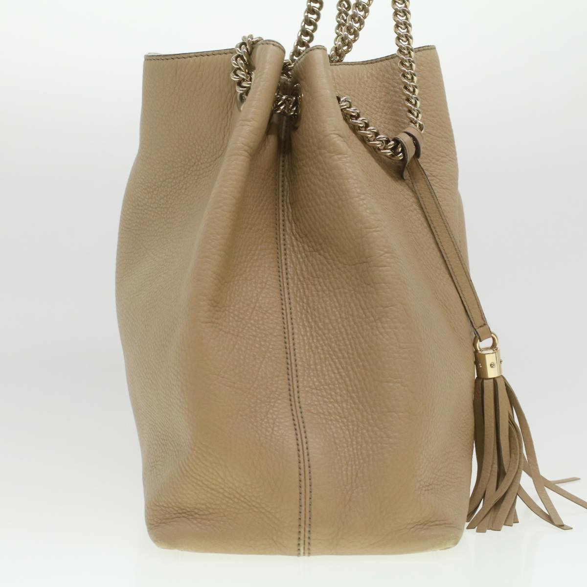 GUCCI Chain Soho Shoulder Bag Leather Beige 310306 am3948