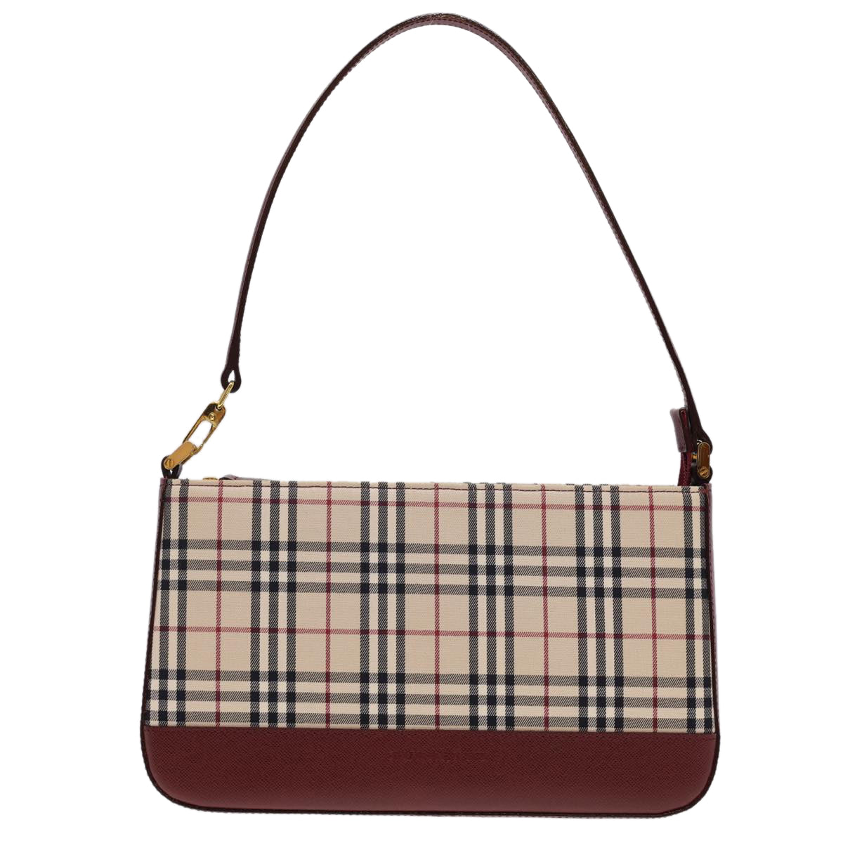 Burberry Nova Check Shoulder Bag Nylon Beige Auth am4151