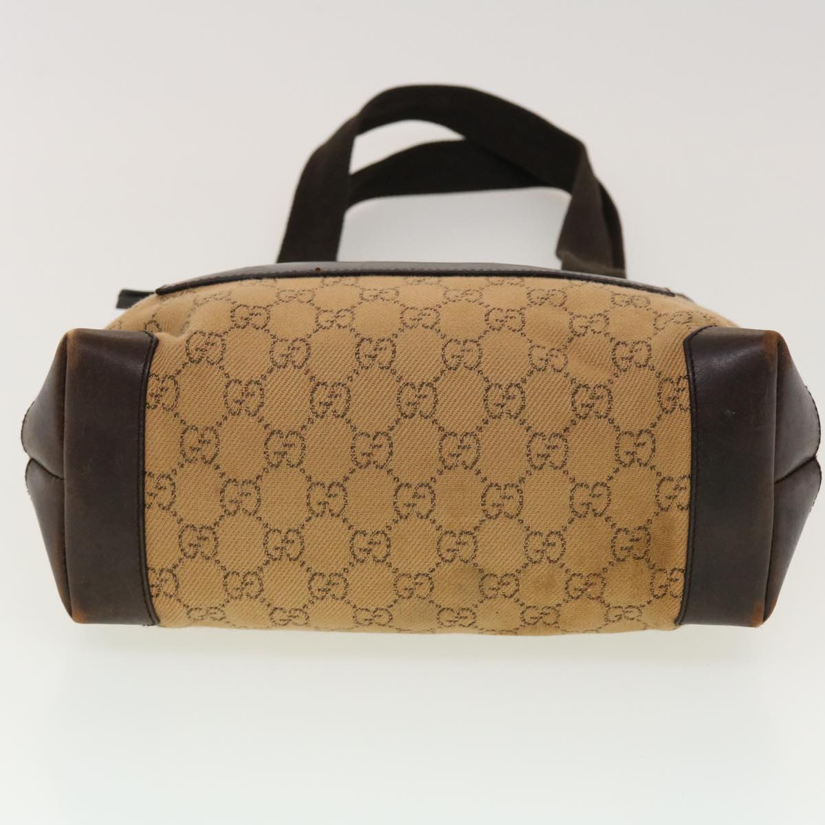 GUCCI GG Canvas Tote Bag Leather Beige 28893 am4545