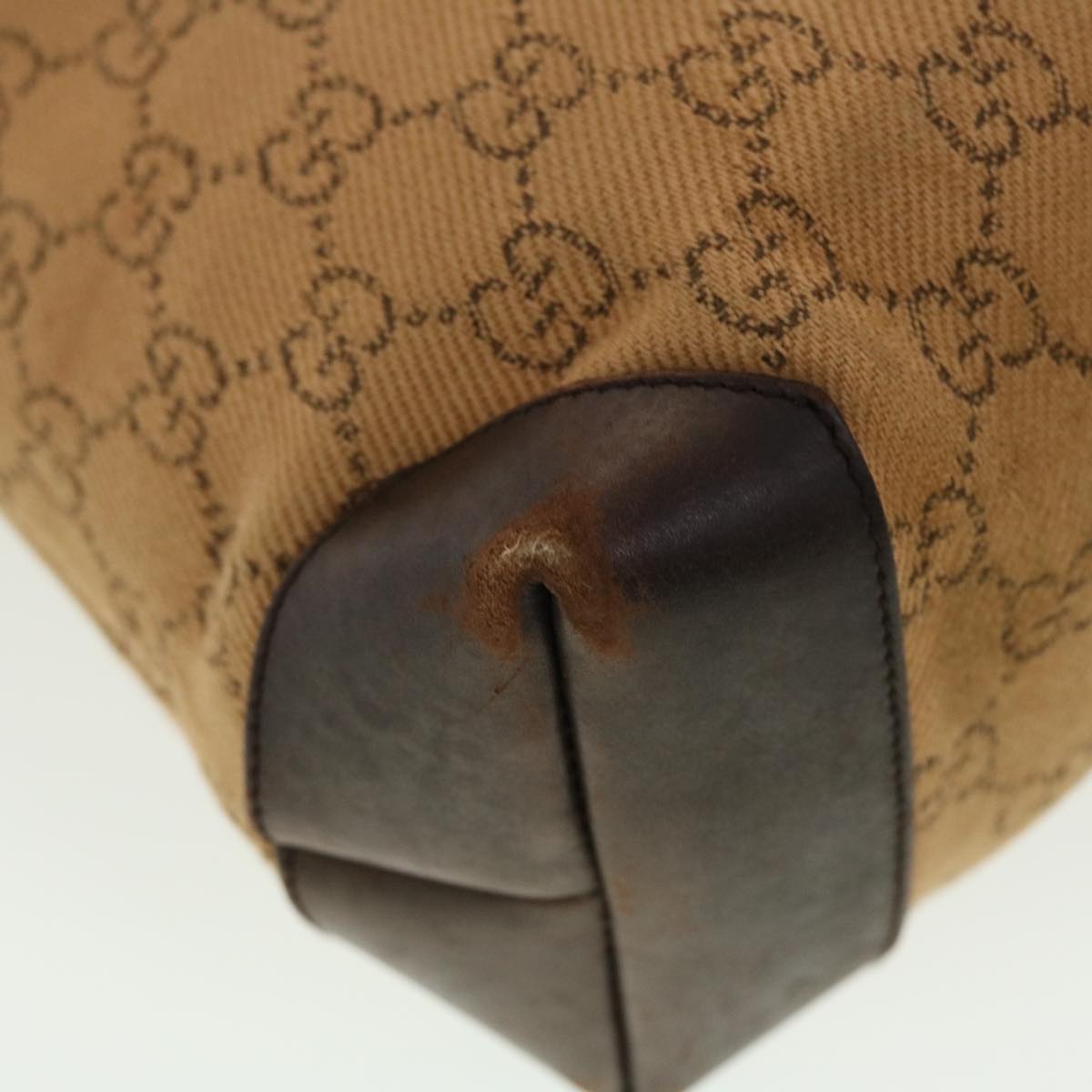 GUCCI GG Canvas Tote Bag Leather Beige 28893 am4545