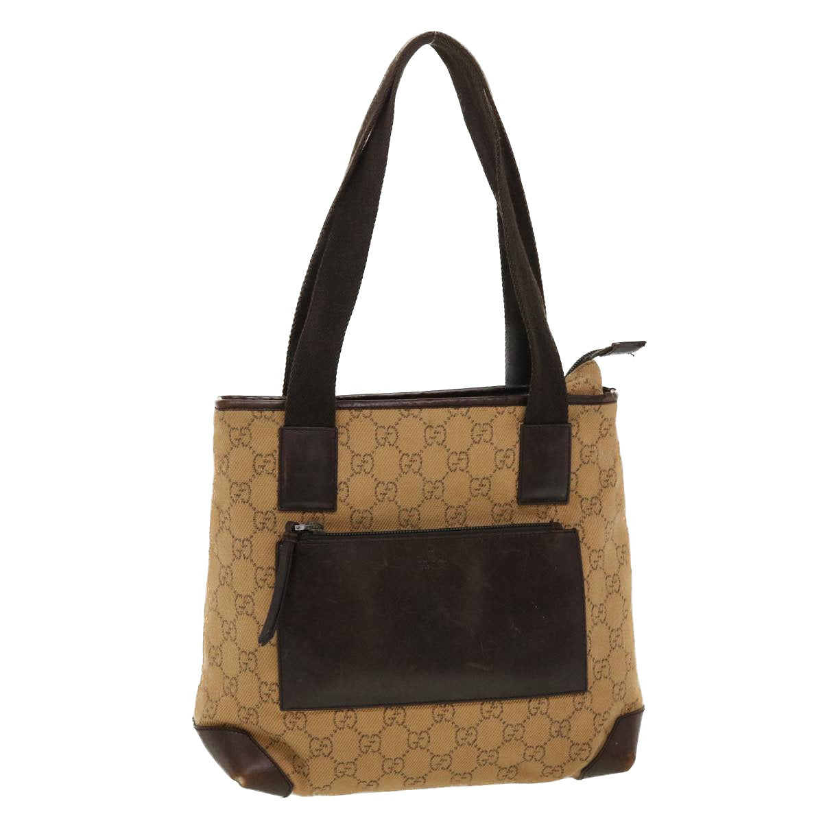 GUCCI GG Canvas Tote Bag Leather Beige 28893 am4545
