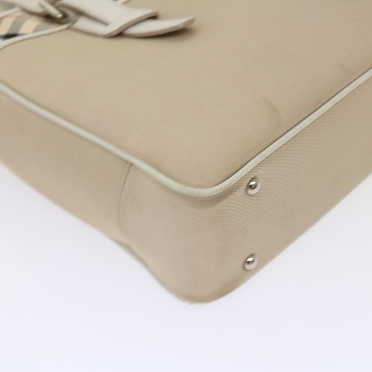 Burberry Nova Check Shoulder Bag Nylon Leather Beige Auth am4592