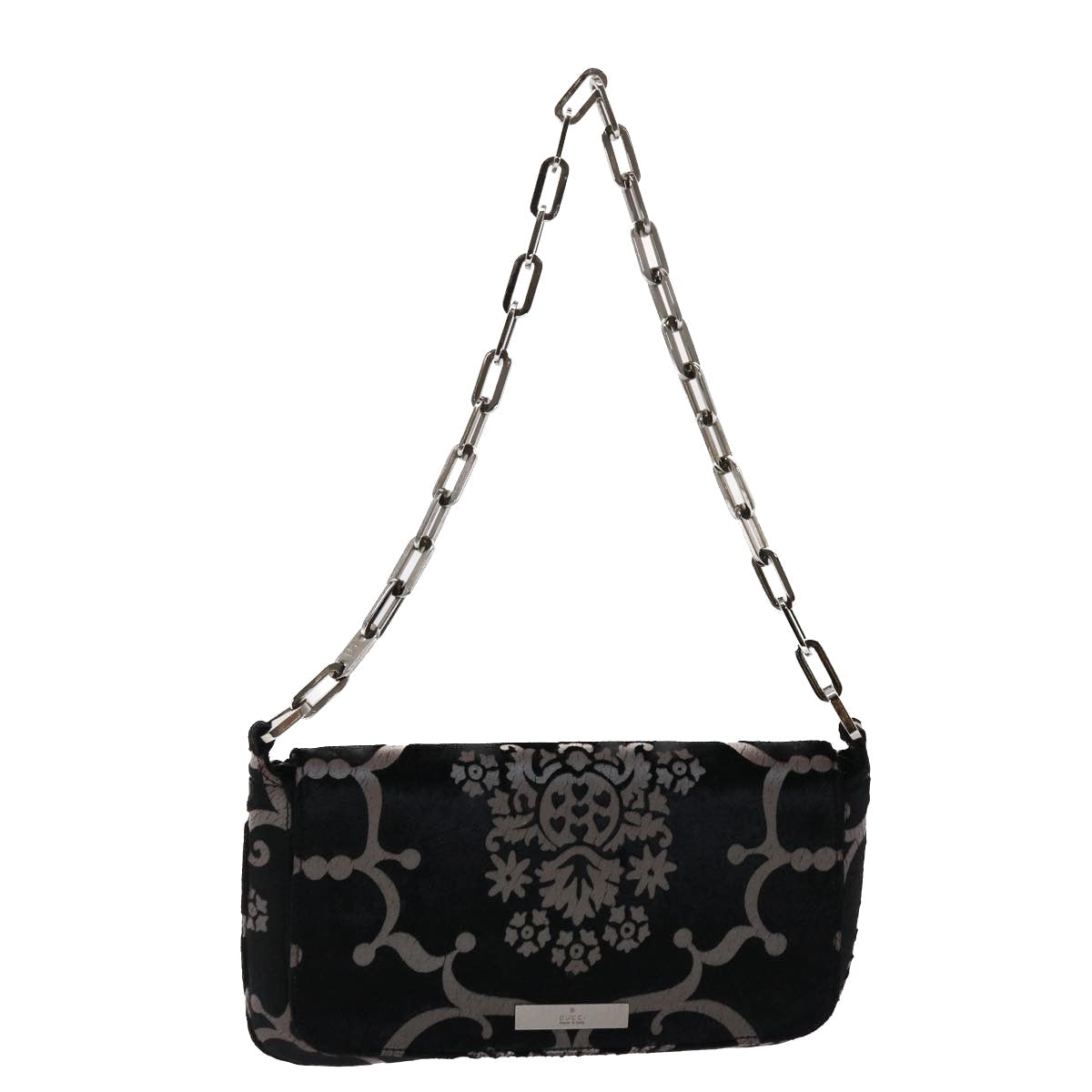 GUCCI Chain Shoulder Bag Velor Black 0013829 am4747