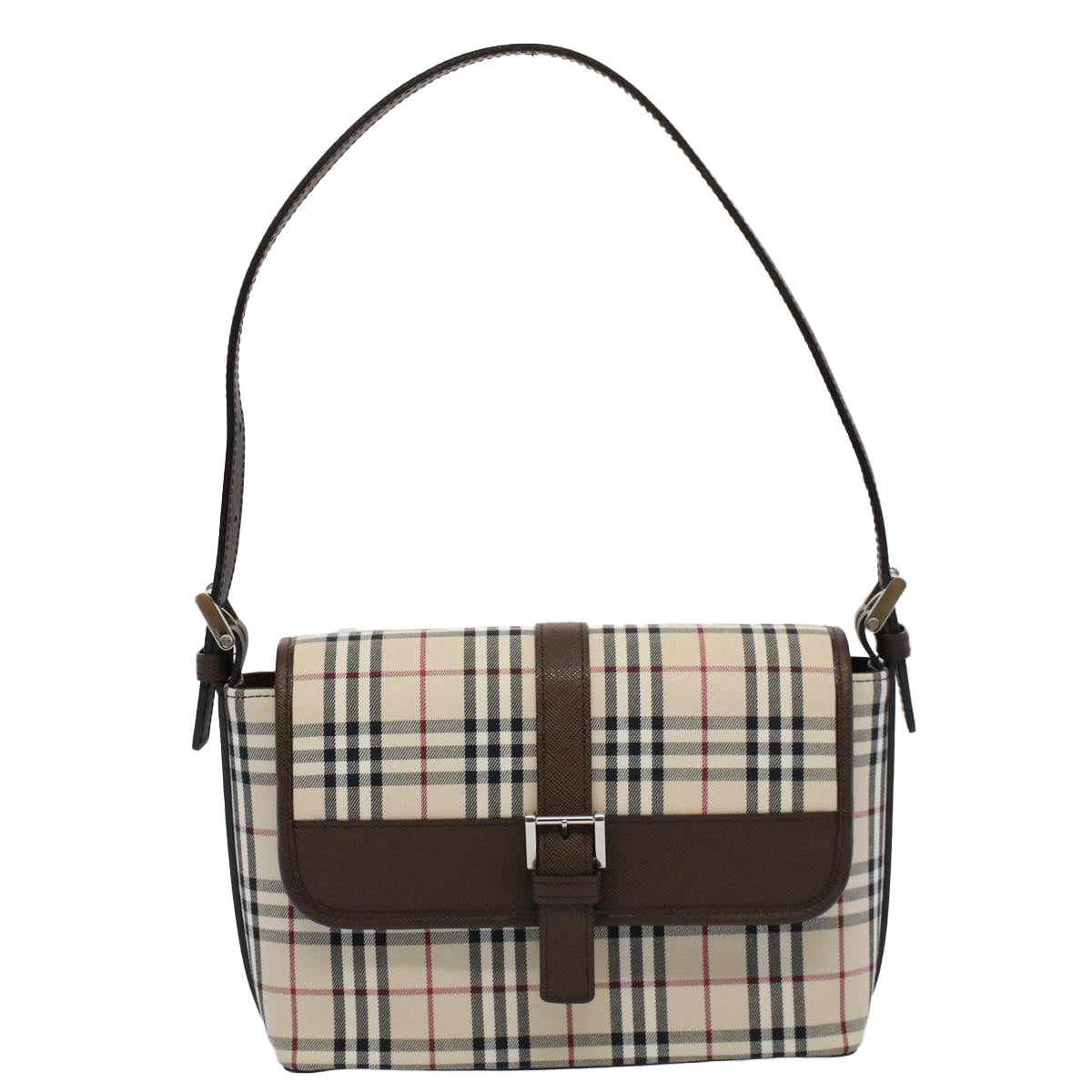 Burberry Nova Check Shoulder Bag Nylon Canvas Beige Auth am5185