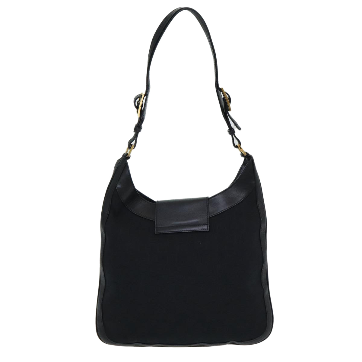 GUCCI Jackie GG Canvas Shoulder Bag Black Gold 001 4129 Auth am6796