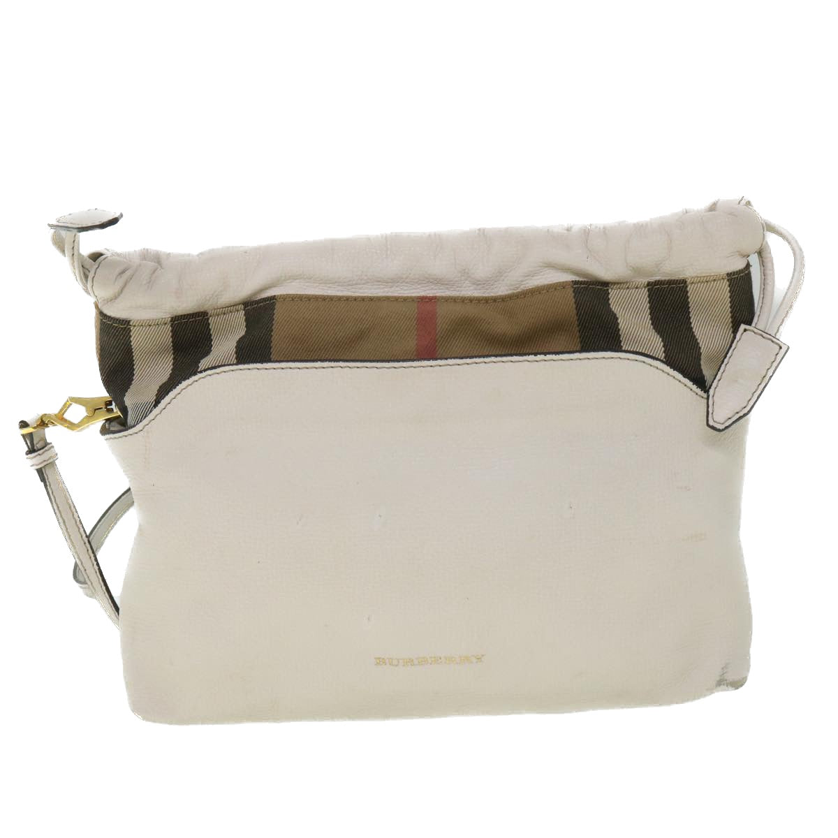Burberry Nova Check Shoulder Bag Leather Beige Auth ar10452