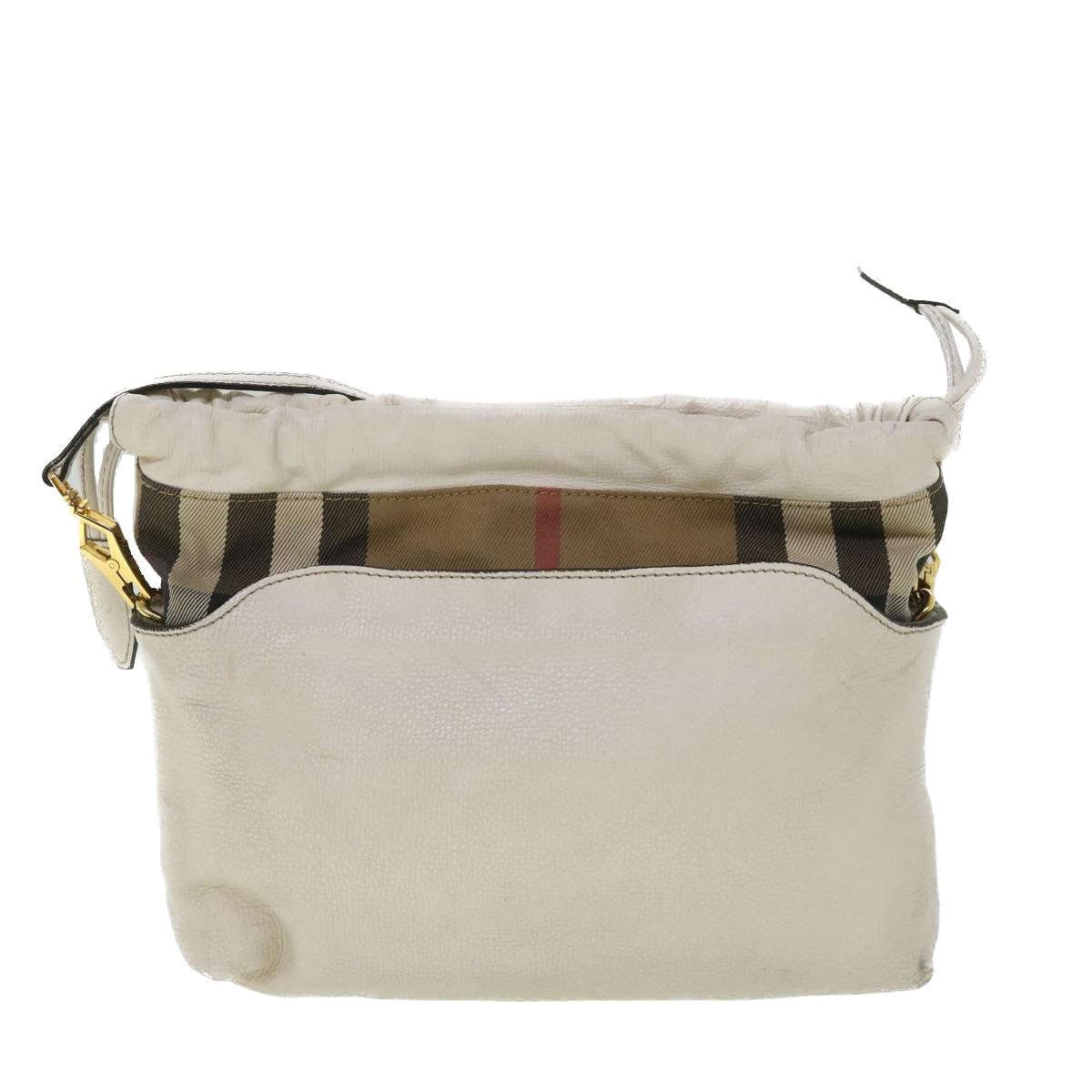 Burberry Nova Check Shoulder Bag Leather Beige Auth ar10452