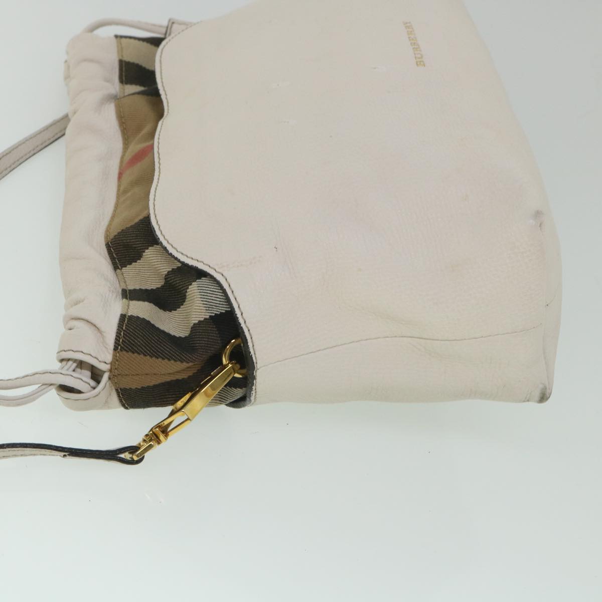 Burberry Nova Check Shoulder Bag Leather Beige Auth ar10452