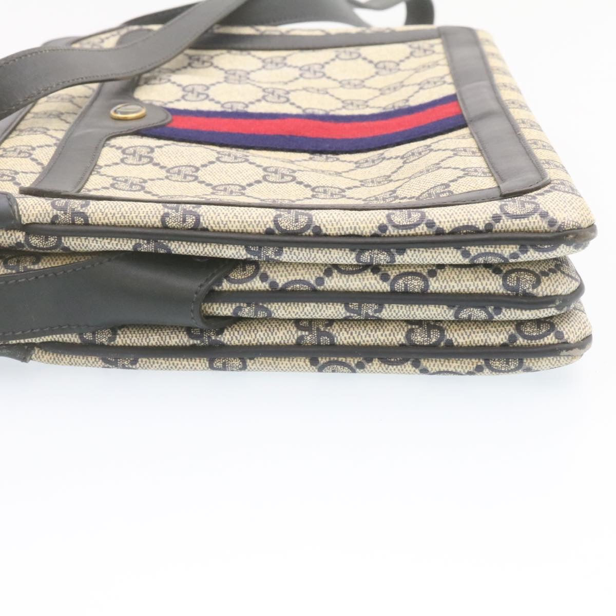 GUCCI Sherry Line GG Canvas Shoulder Bag PVC Leather Red Navy ar4424