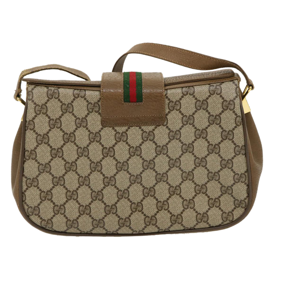GUCCI Web Sherry Line GG Canvas Shoulder Bag Beige Red Green ar6721
