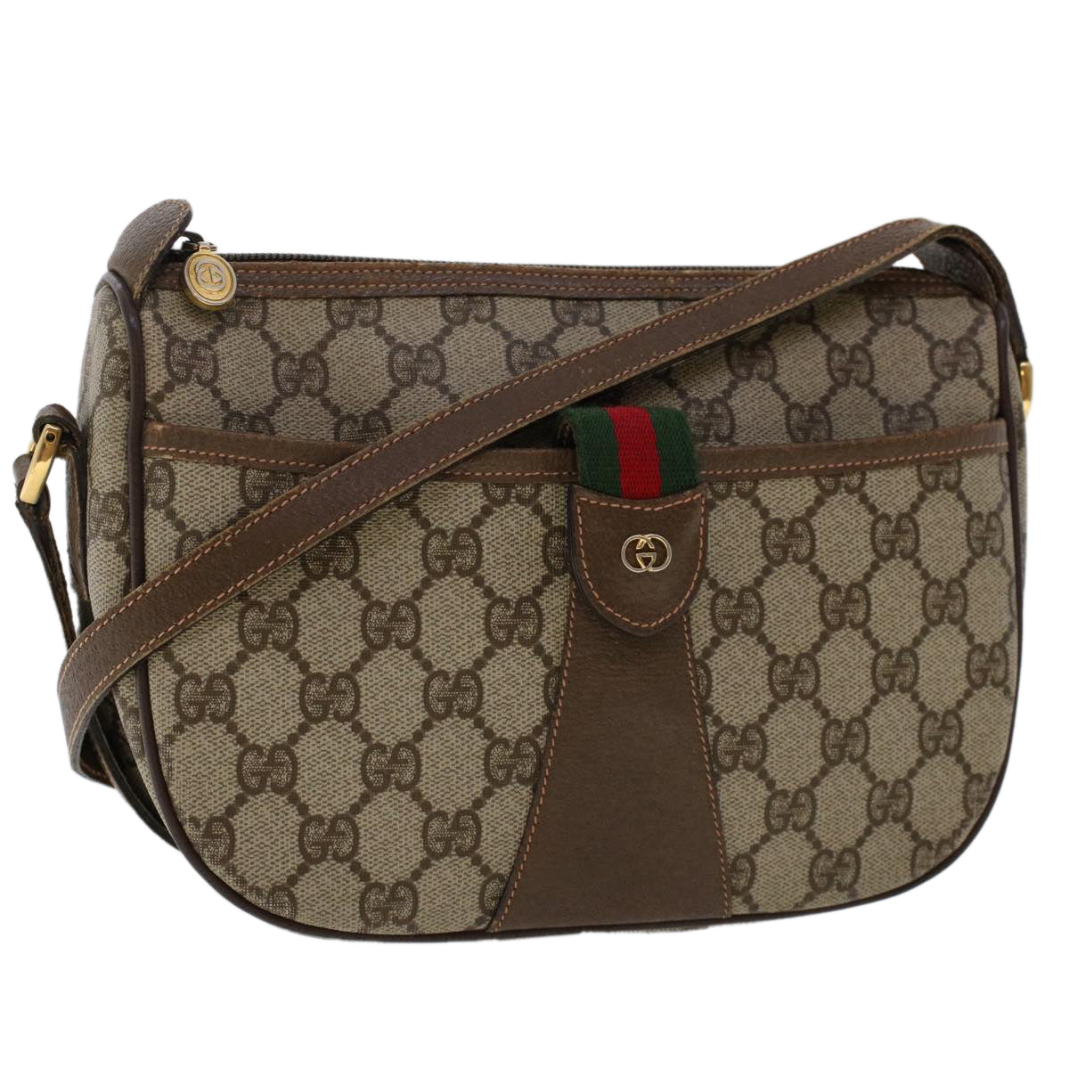 GUCCI GG Canvas Web Sherry Line Shoulder Bag Beige 0011936177 ar9950
