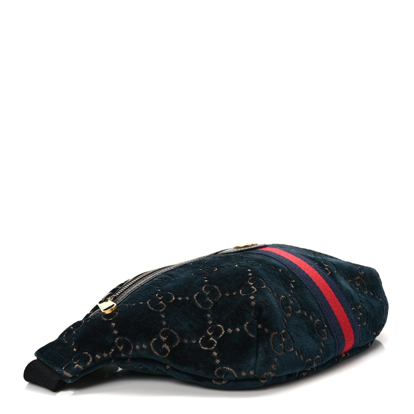 Gucci Velvet Gg Web Belt Bag Blue Beige