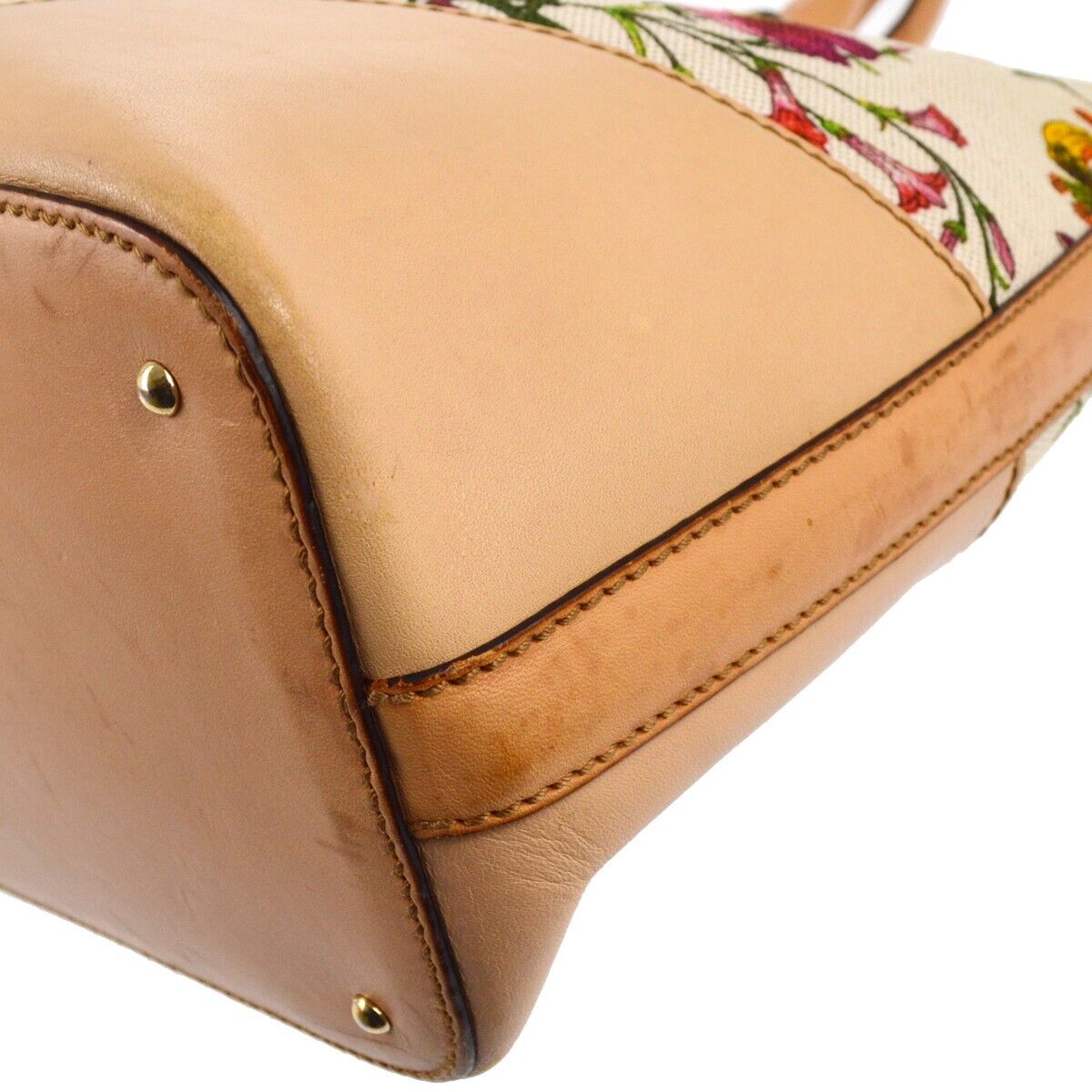 Gucci Beige Flower Horsebit Tote Handbag