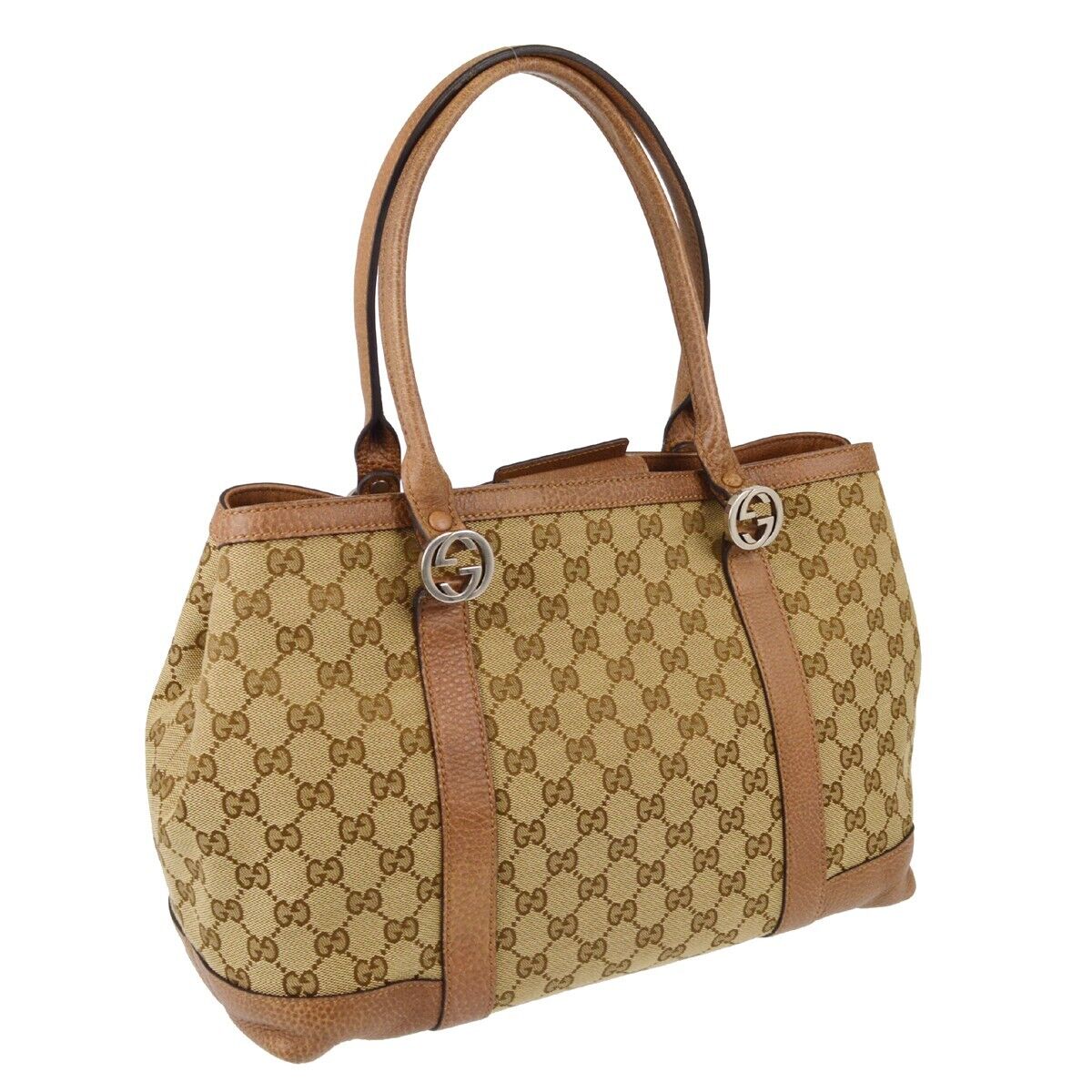 Gucci Beige Brown Gg Tote Handbag