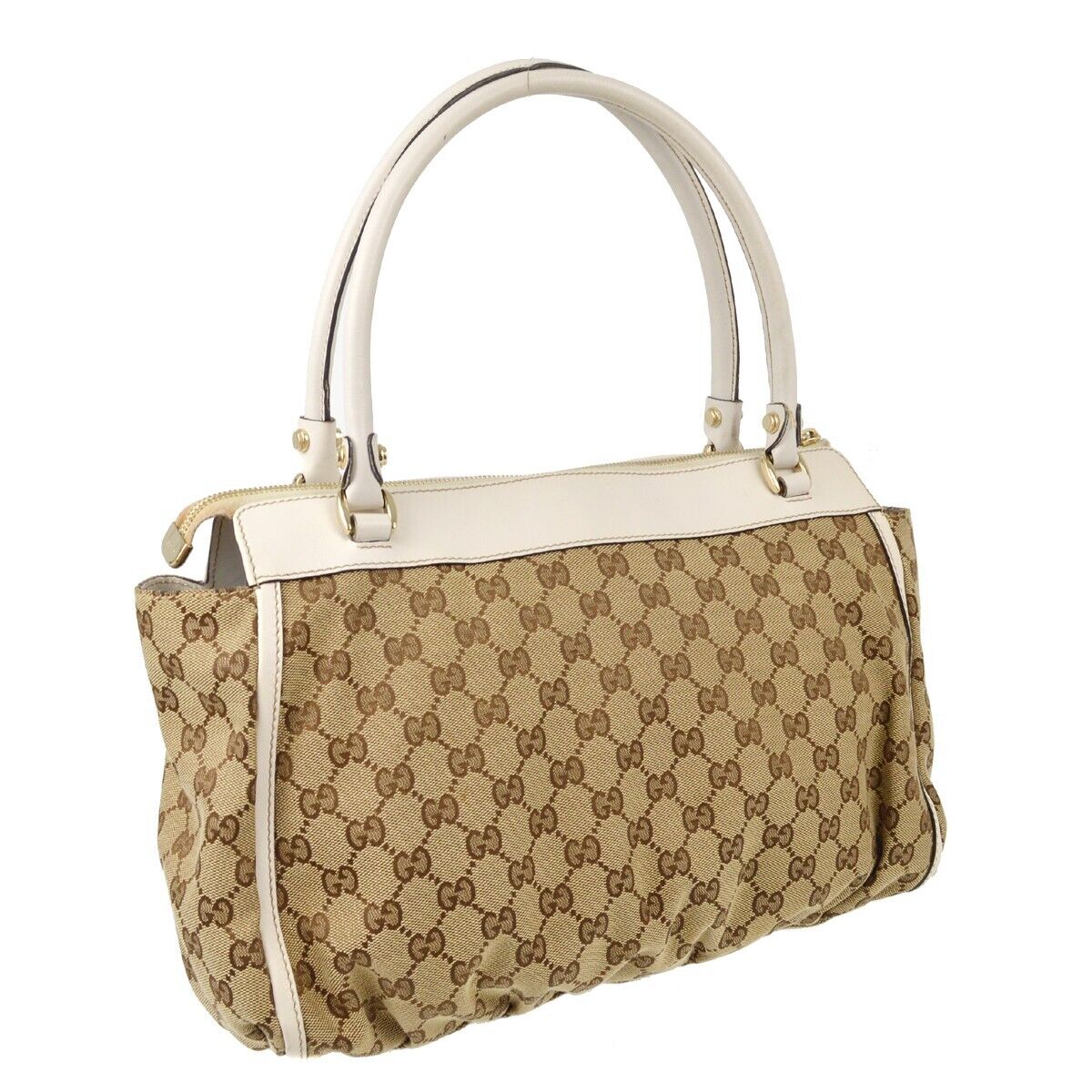 Gucci Beige White Gg Tote Handbag