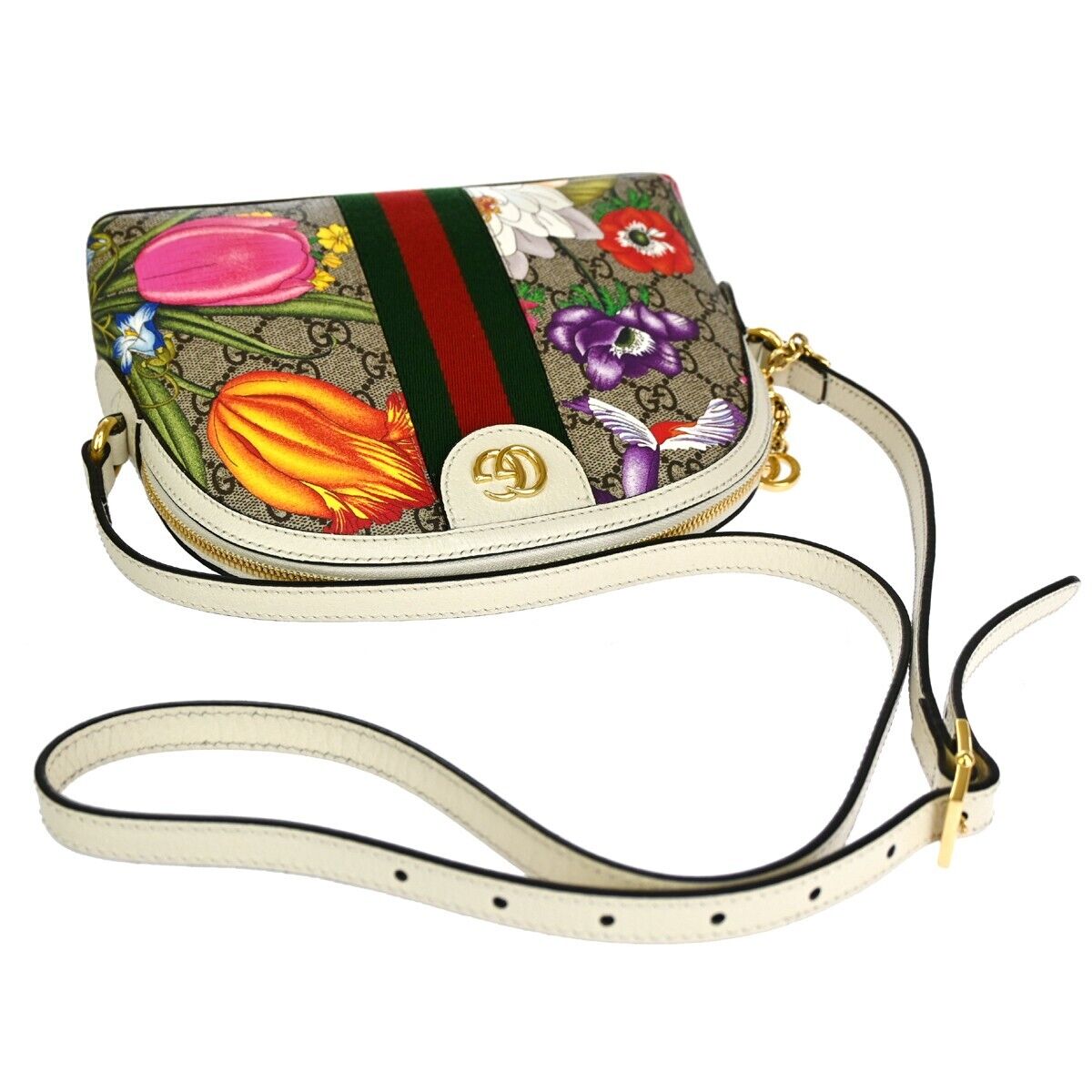 Gucci Gg Pattern Ophidia Flora Shoulder