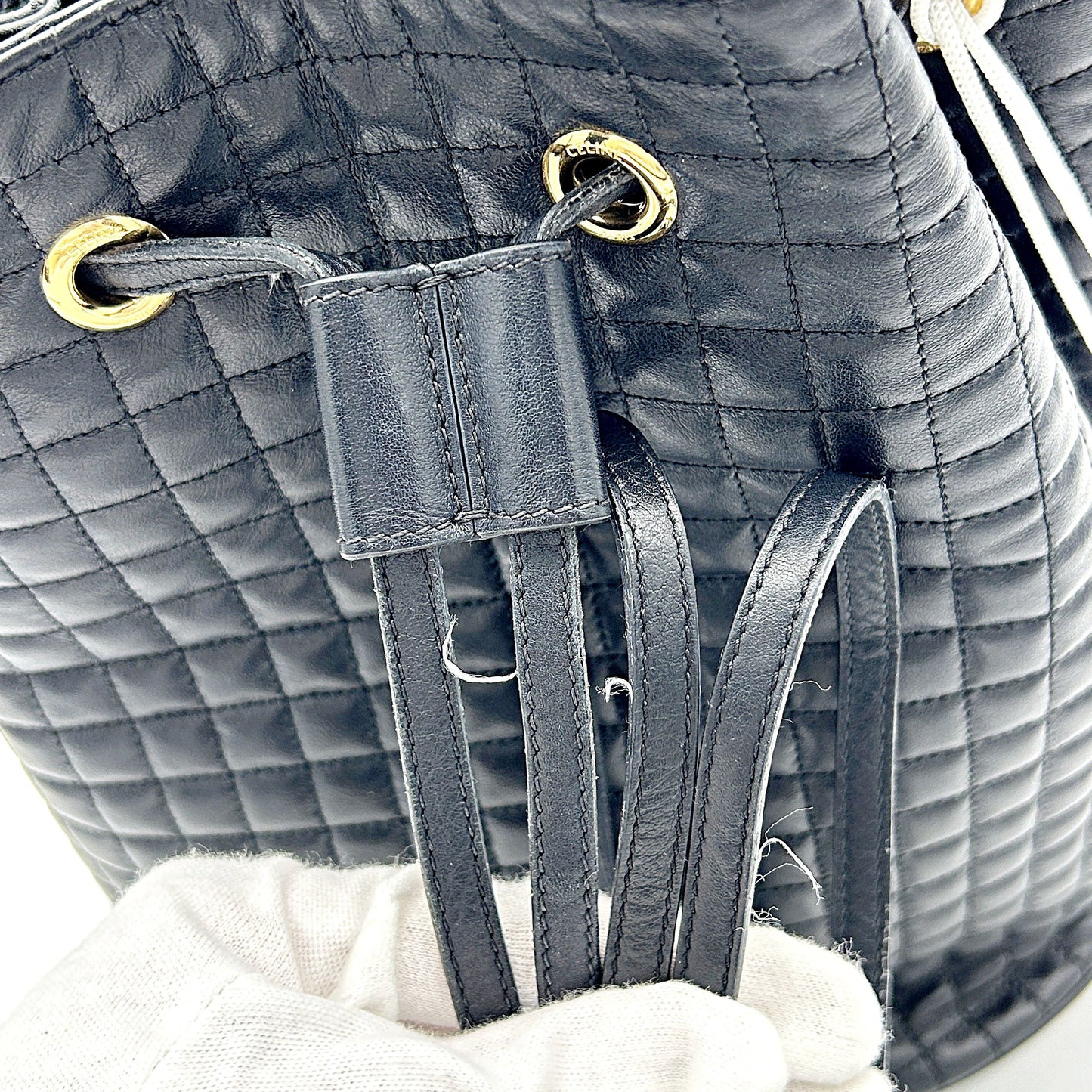 Pre-owned CELINE Calfskin Quilted Small C Backpack Black LA30799