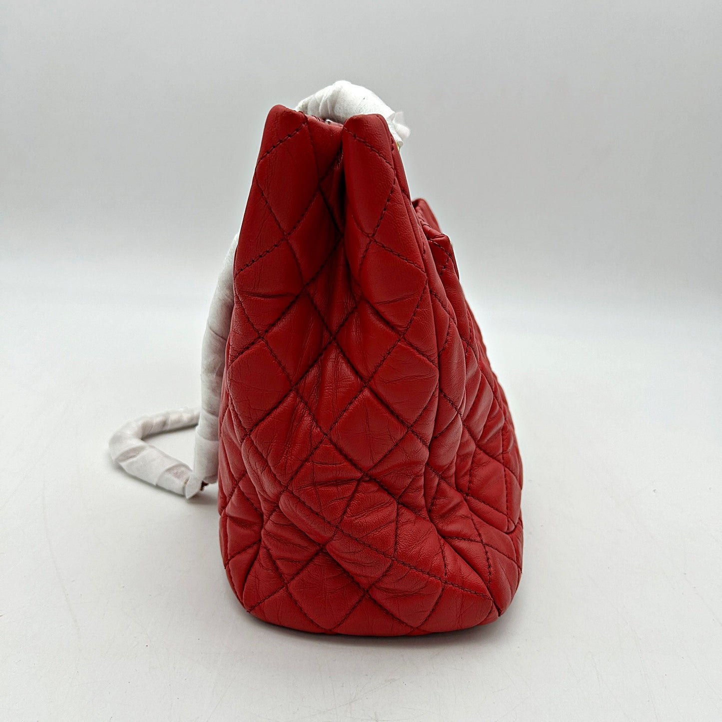 Chanel Red Quilted Lambskin Leather Shopping Tote Bag CN25042508