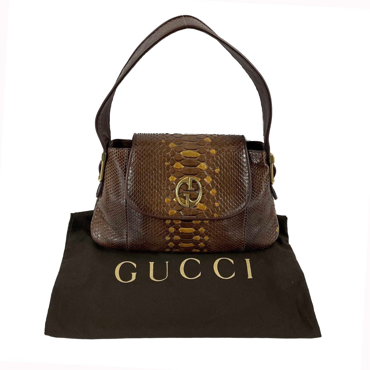 GUCCI - 1973 Python Metallic Accent Shoulder Bag