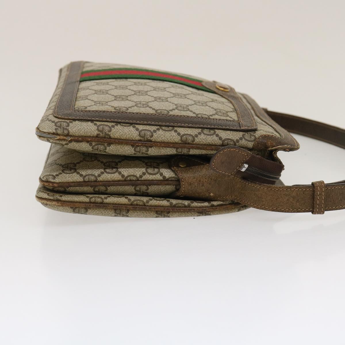 GUCCI Web Sherry Line GG Canvas Shoulder Bag Beige Red Green bs1024