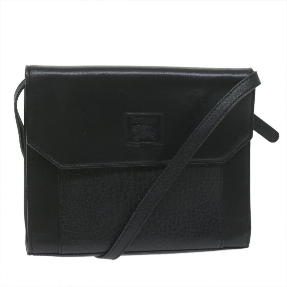 BurberrySs Shoulder Bag Leather Black Auth bs10626