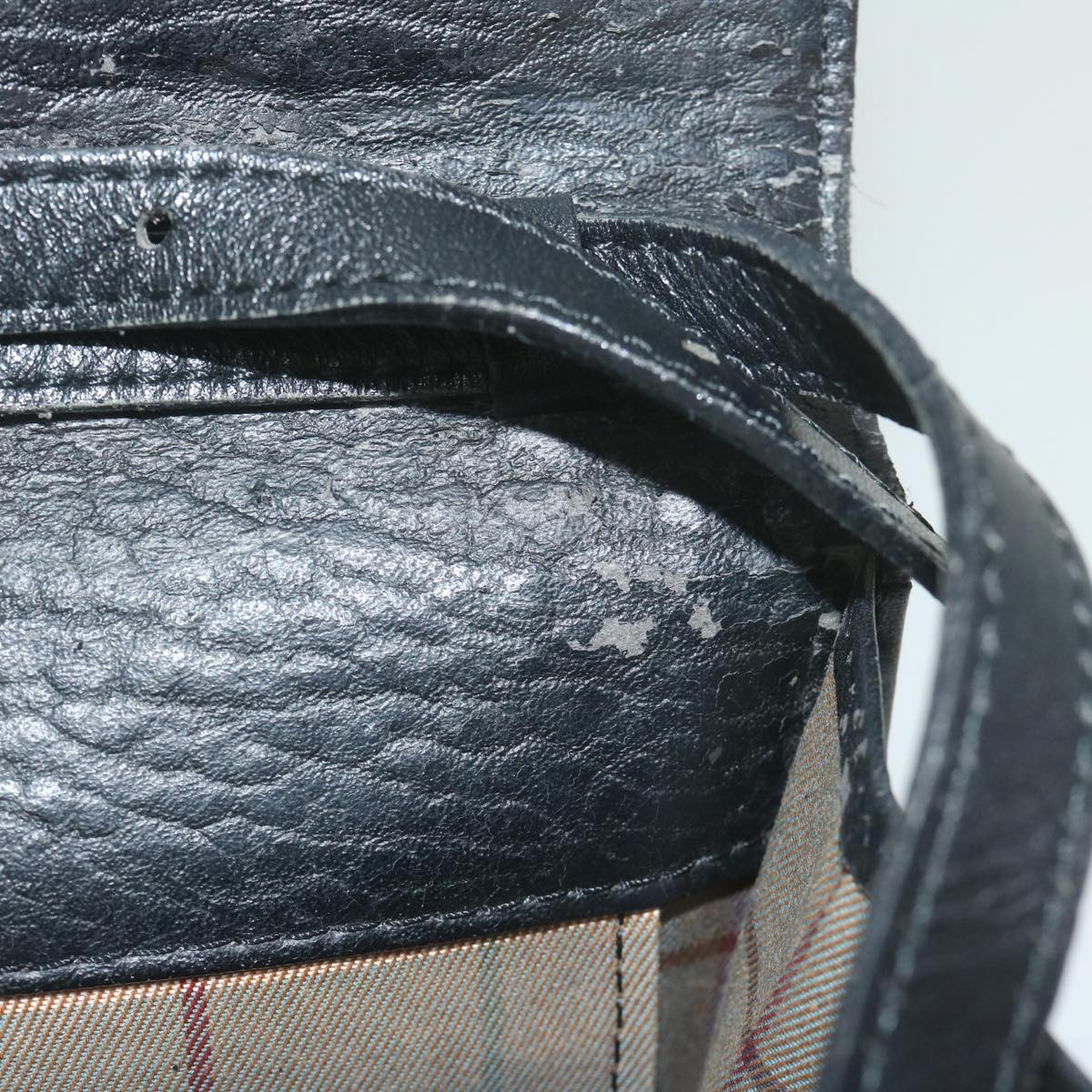 BurberrySs Shoulder Bag Leather Black Auth bs10626