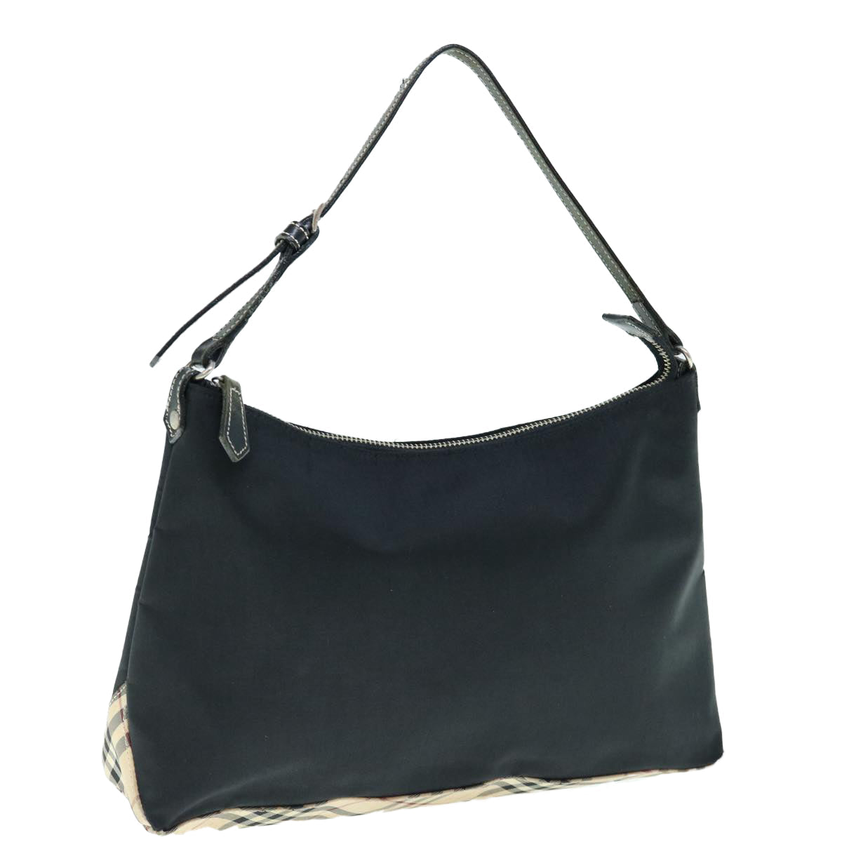 Burberry Nova Check Blue Label Shoulder Bag Nylon Black Beige Auth bs11547