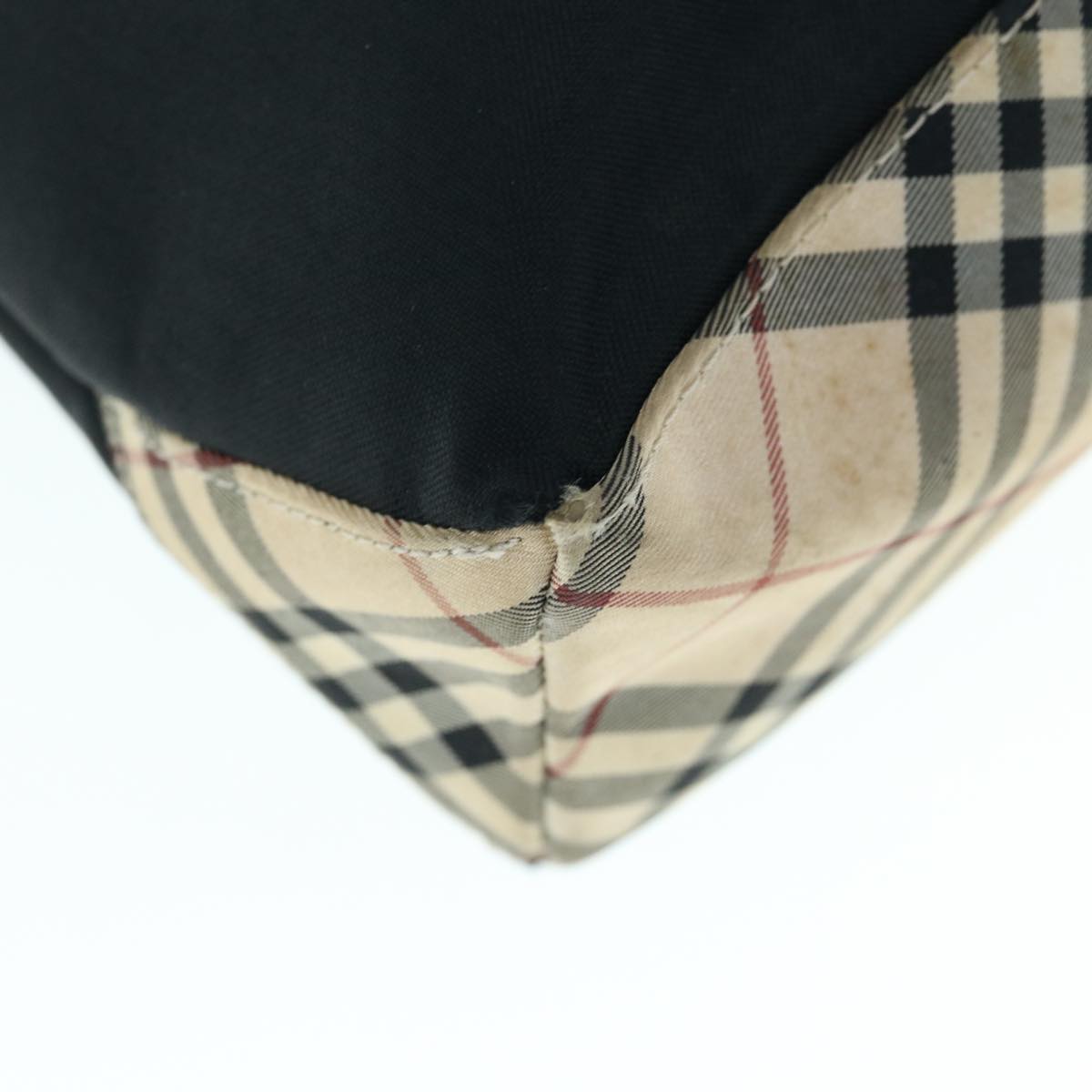 Burberry Nova Check Blue Label Shoulder Bag Nylon Black Beige Auth bs11547