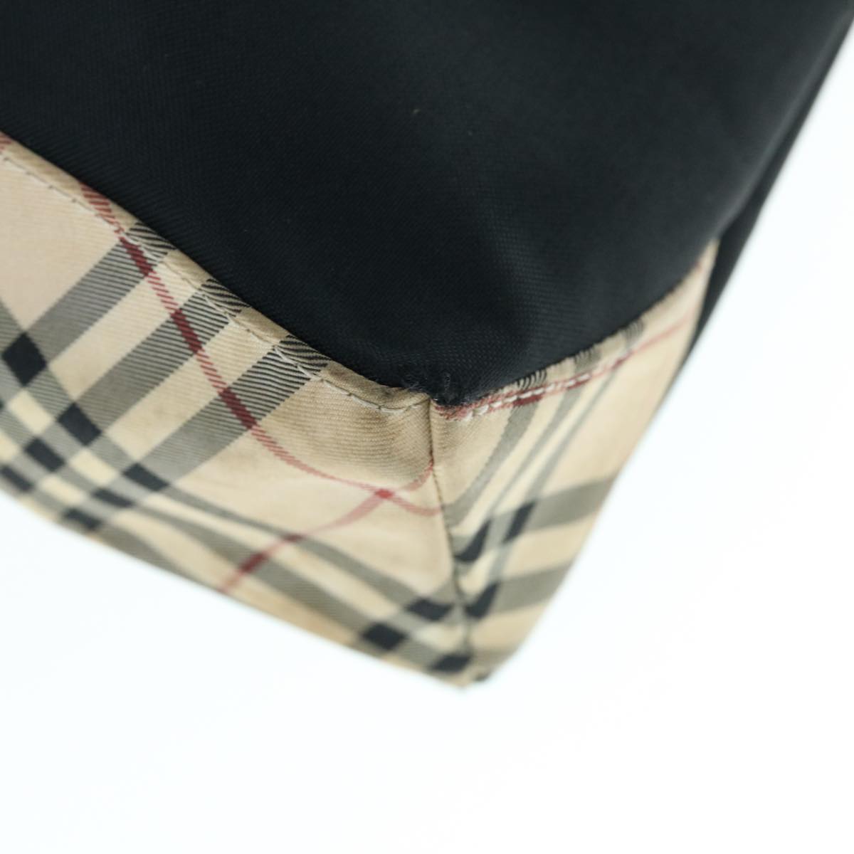 Burberry Nova Check Blue Label Shoulder Bag Nylon Black Beige Auth bs11547