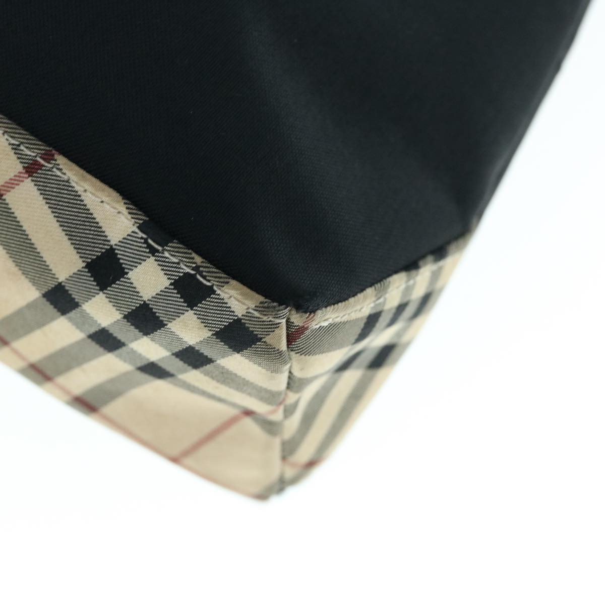 Burberry Nova Check Blue Label Shoulder Bag Nylon Black Beige Auth bs11547