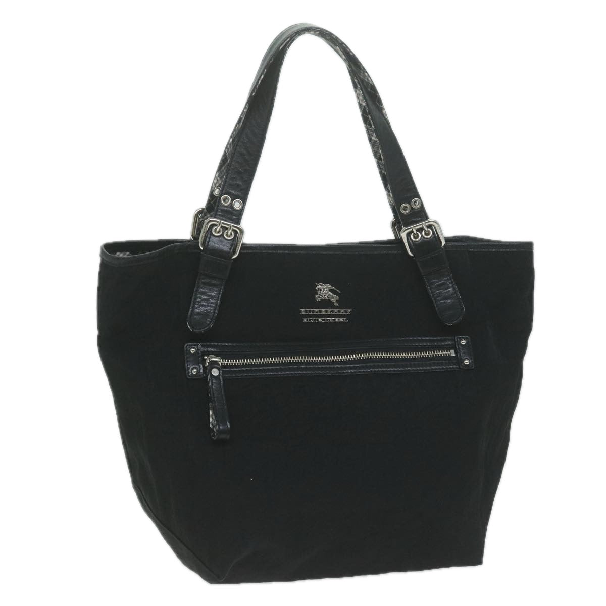 Burberry Nova Check Blue Label Shoulder Bag Nylon Black Auth bs11643