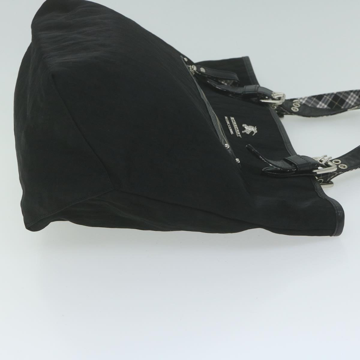 Burberry Nova Check Blue Label Shoulder Bag Nylon Black Auth bs11643