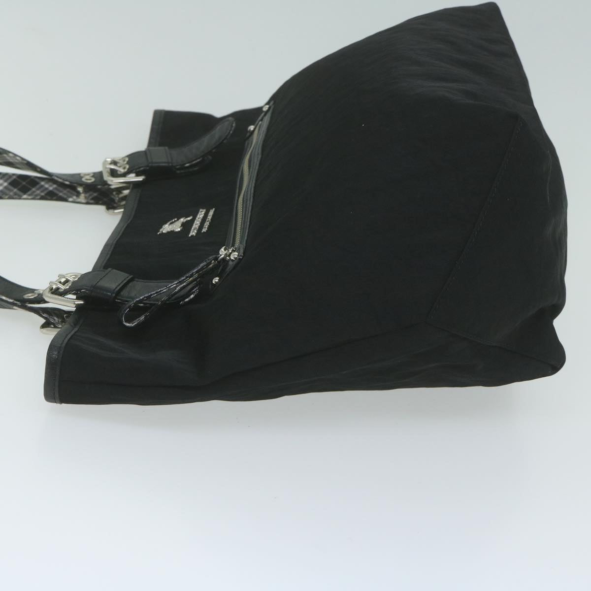 Burberry Nova Check Blue Label Shoulder Bag Nylon Black Auth bs11643