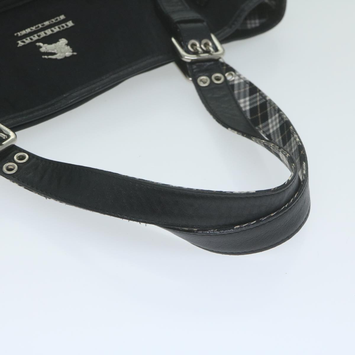 Burberry Nova Check Blue Label Shoulder Bag Nylon Black Auth bs11643