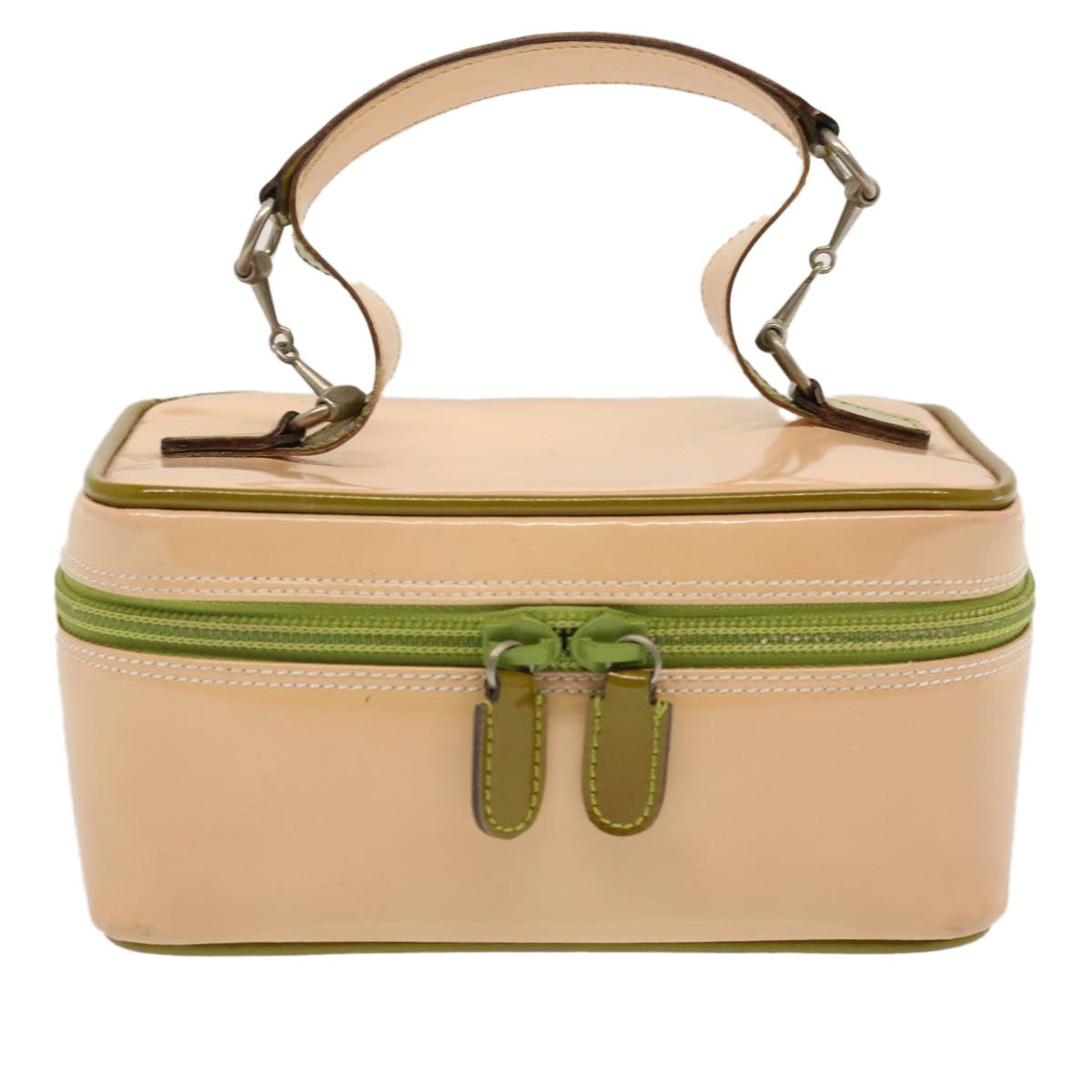 GUCCI Vanity Cosmetic Pouch Enamel Beige 032 1669 0141 Auth bs13940