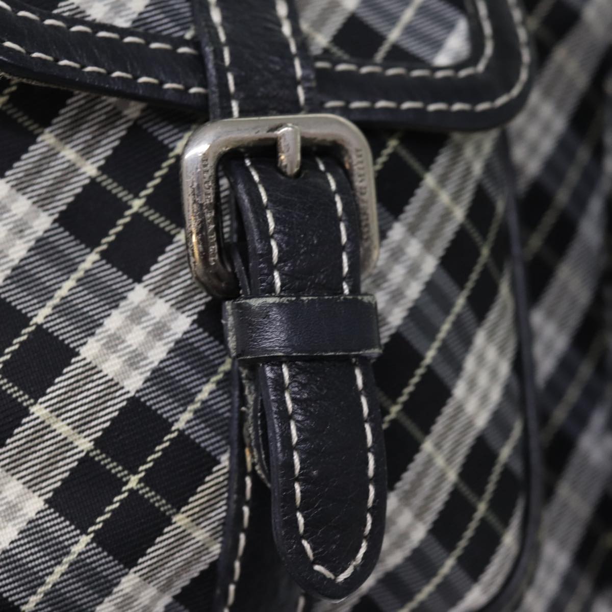 Burberry Nova Check Blue Label Shoulder Bag Canvas Black Auth bs14510