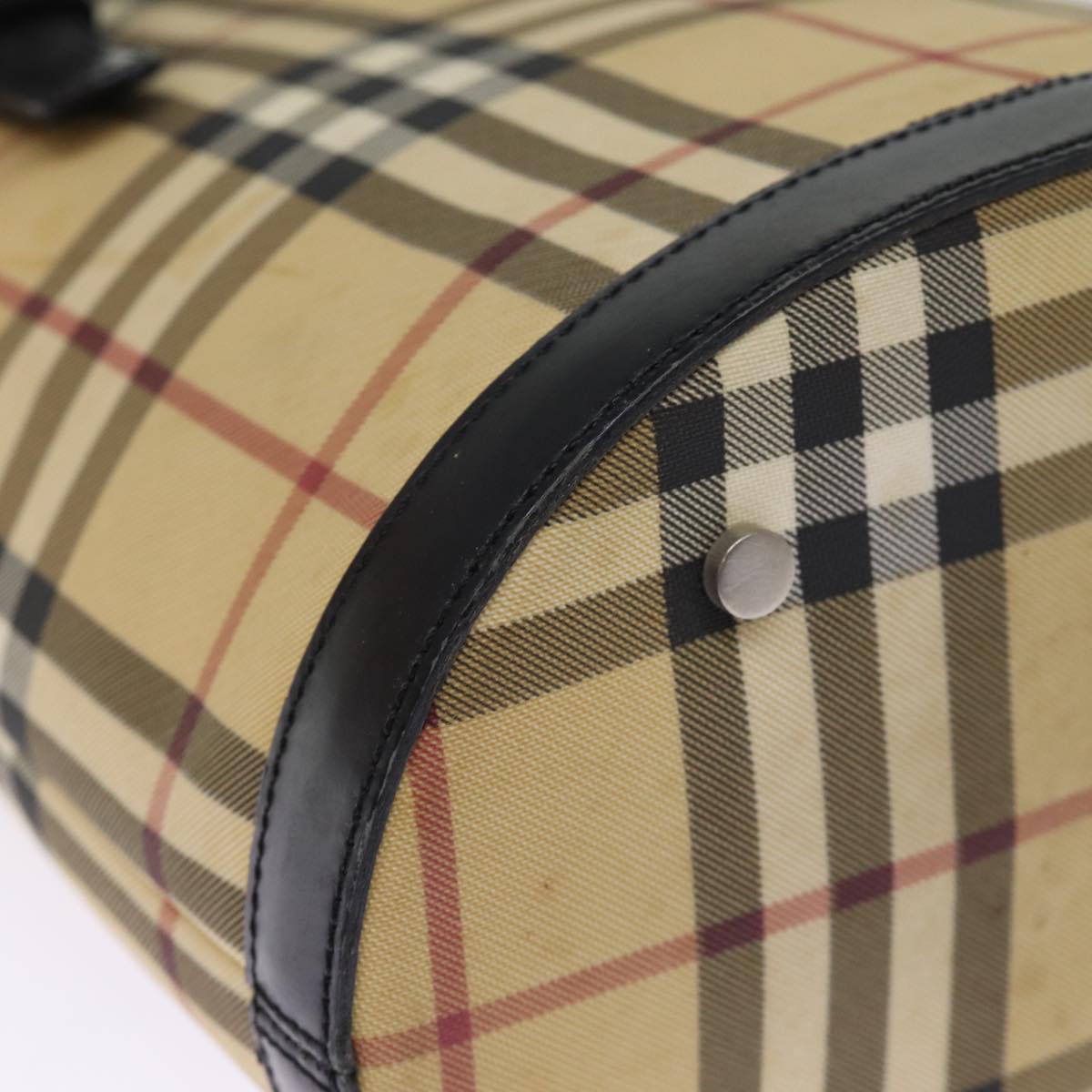Burberry Nova Check Shoulder Bag PVC Leather Beige Auth bs14740