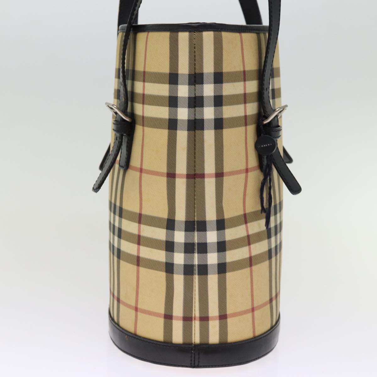 Burberry Nova Check Shoulder Bag PVC Leather Beige Auth bs14740