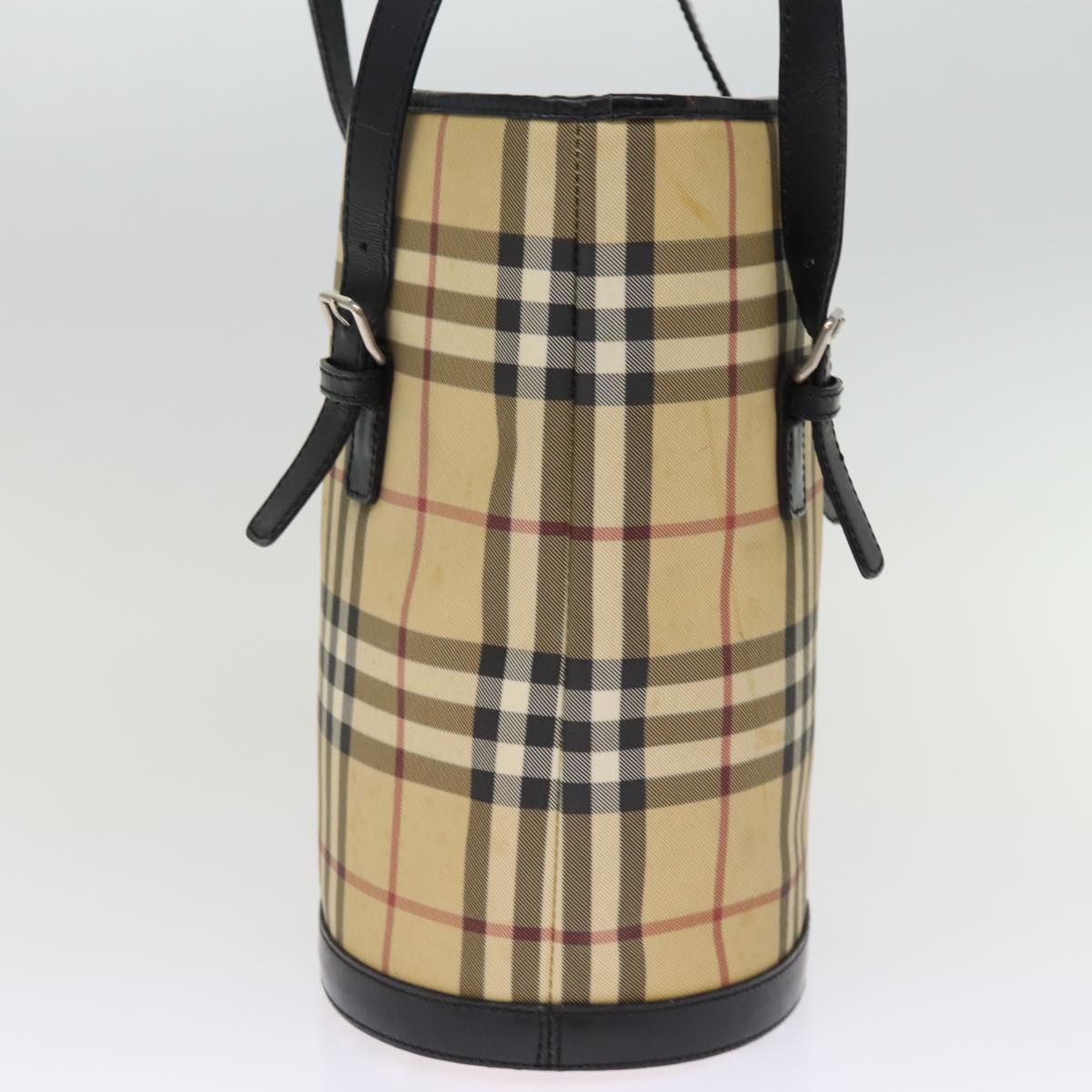Burberry Nova Check Shoulder Bag PVC Leather Beige Auth bs14740