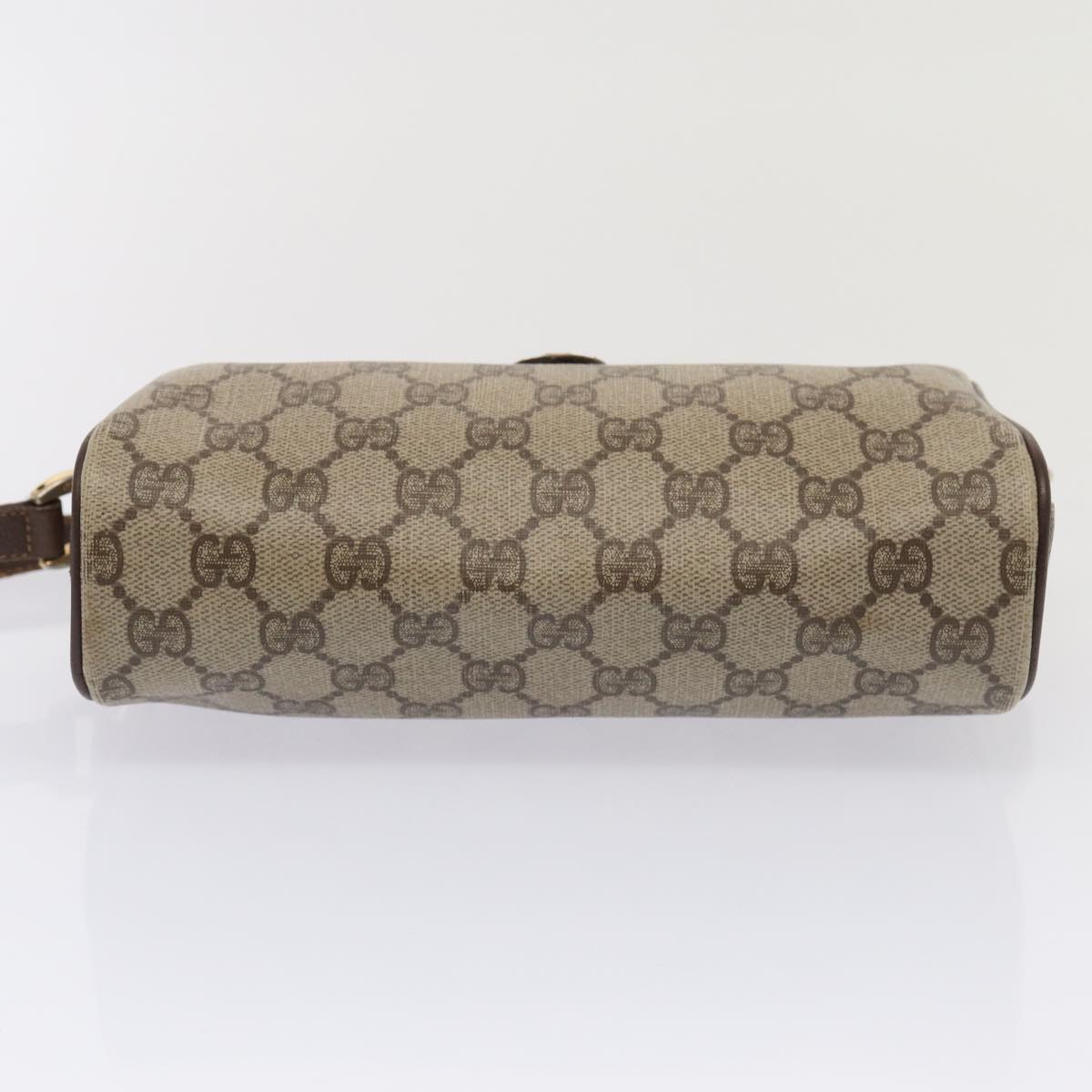 GUCCI GG Supreme Web Sherry Line Shoulder Bag PVC Beige Gold Auth bs16981