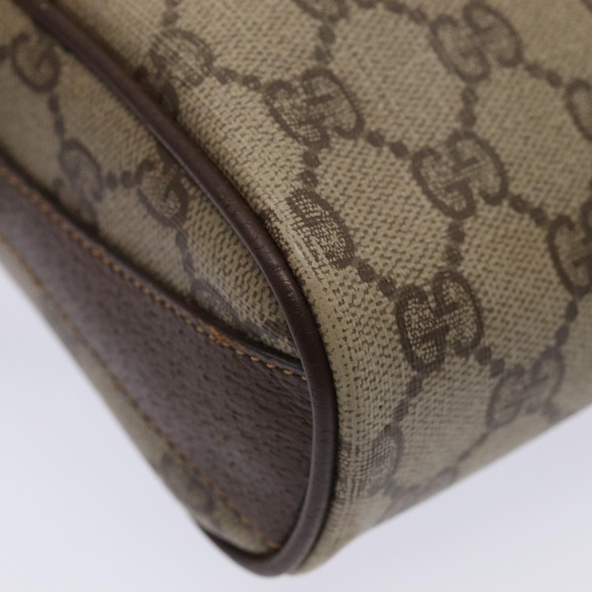 GUCCI GG Supreme Web Sherry Line Shoulder Bag PVC Beige Gold Auth bs16981