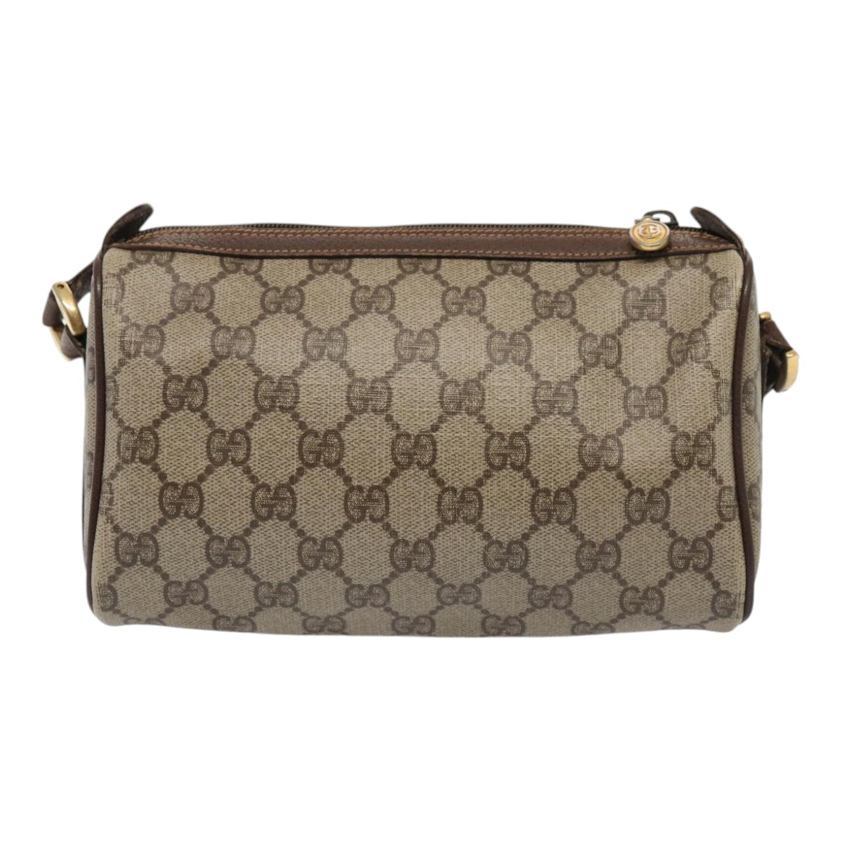 GUCCI GG Supreme Web Sherry Line Shoulder Bag PVC Beige Gold Auth bs16981