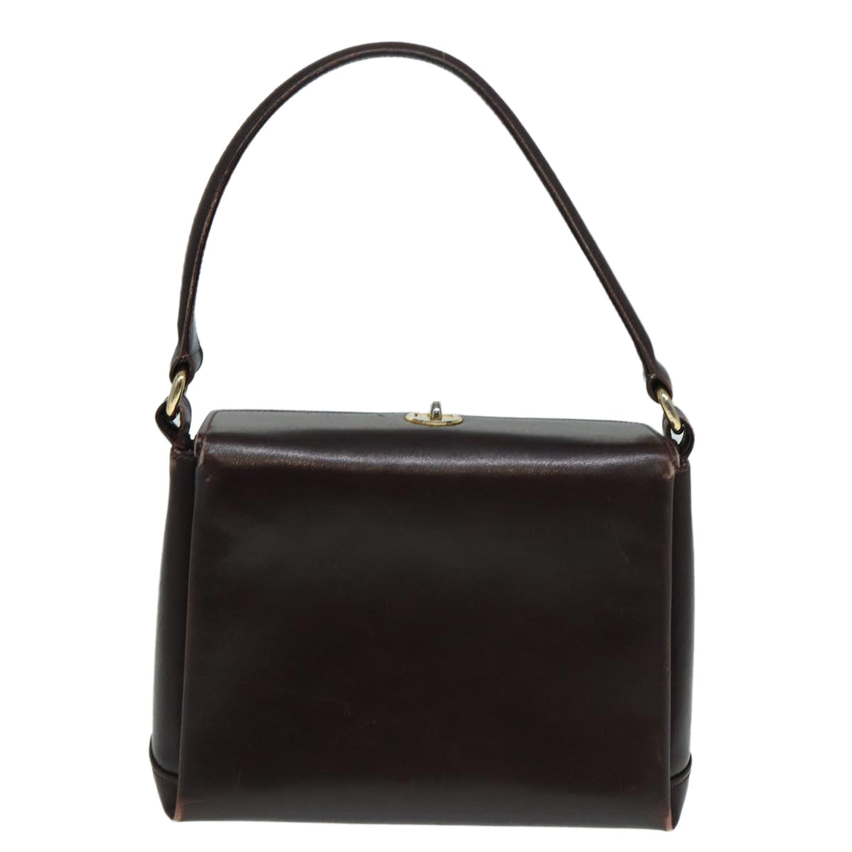 GUCCI Shoulder Bag Leather Brown Gold Auth bs17265