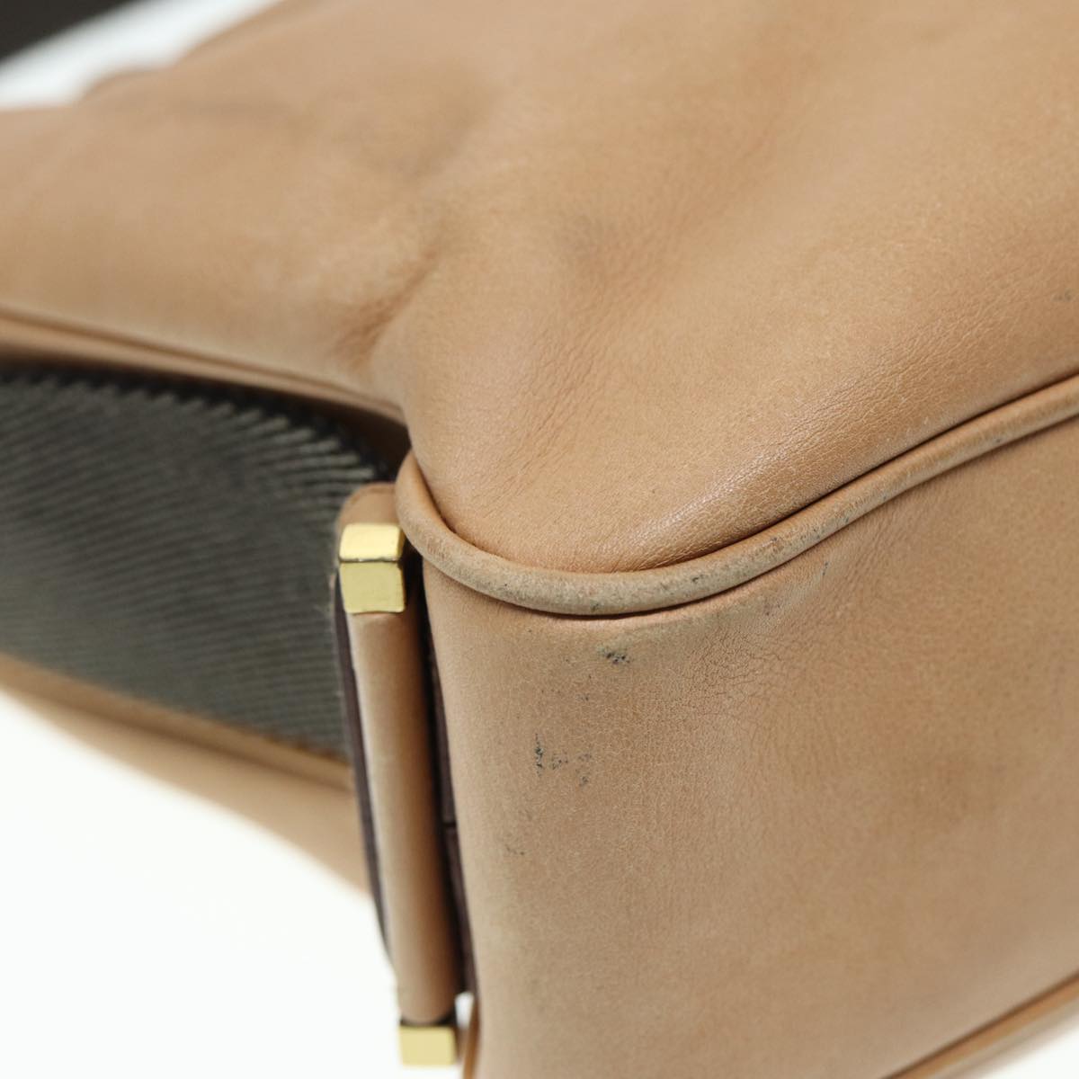 GUCCI Jackie Shoulder Bag Leather Beige Gold 92732 Auth bs17355