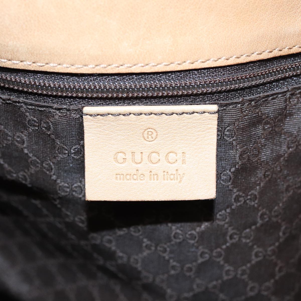 GUCCI Jackie Shoulder Bag Leather Beige Gold 92732 Auth bs17355