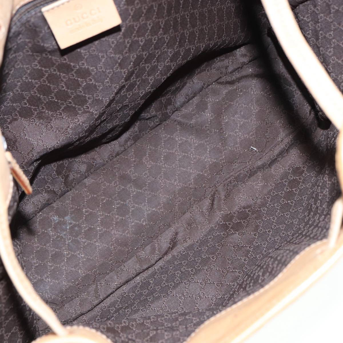 GUCCI Jackie Shoulder Bag Leather Beige Gold 92732 Auth bs17355