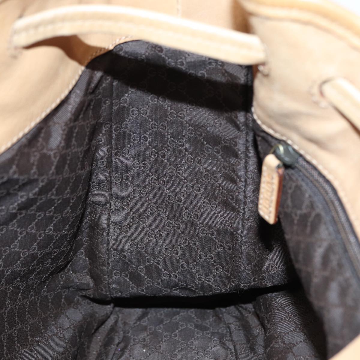 GUCCI Jackie Shoulder Bag Leather Beige Gold 92732 Auth bs17355